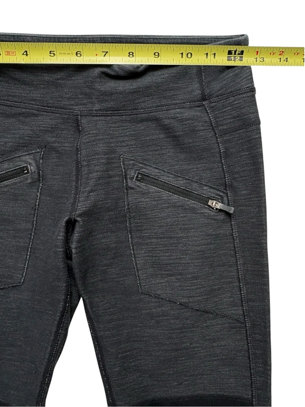 Lululemon Work It Out Moto Leggings 4 Pique Gray Black Zip Pocket Moto Panel